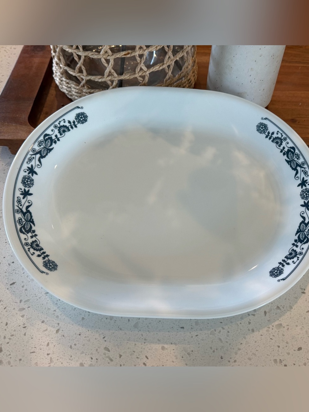 Corelle Old Town Blue Onion Oval Serving Platter 12.25” L X 10” W White & Blue